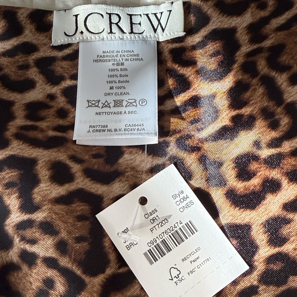 J. Crew Leopard Print Silk Scarf NWT